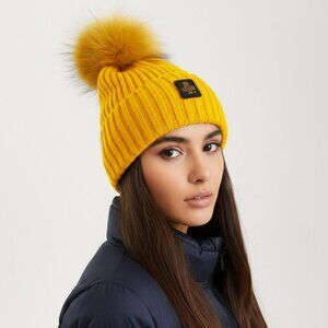 NEW! RefirigiWear 1954 White Snowflake Hat with Real Fur Italian Designer Beanie